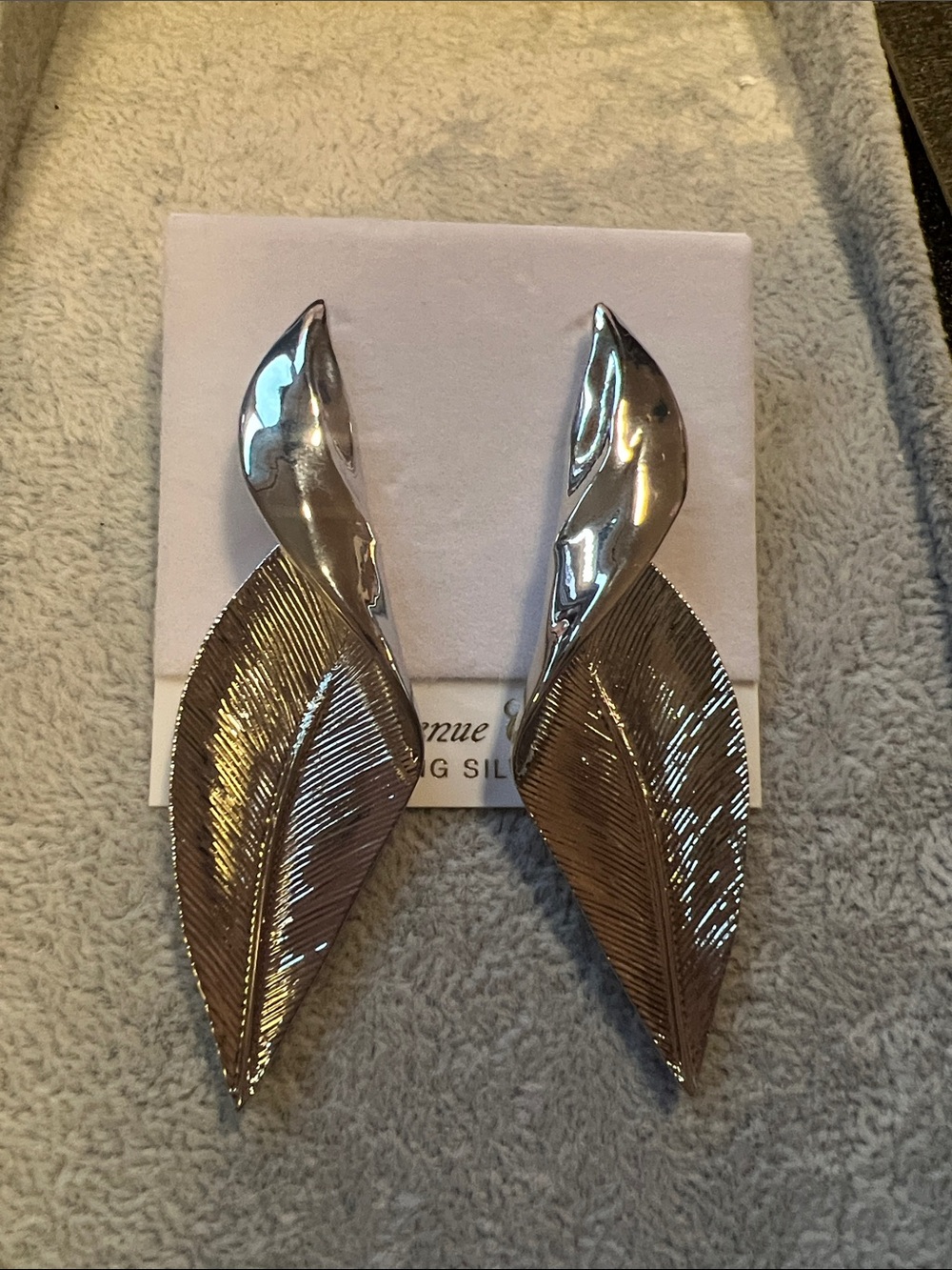 Silver Feather Drop Earrings - Polished Silver
